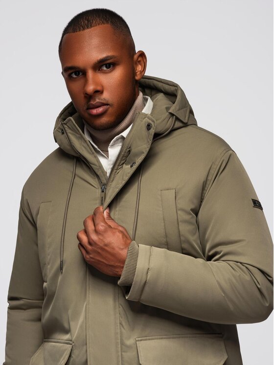Ombre Ombre Parka OM-JAPJ-0313 Zielony Regular Fit