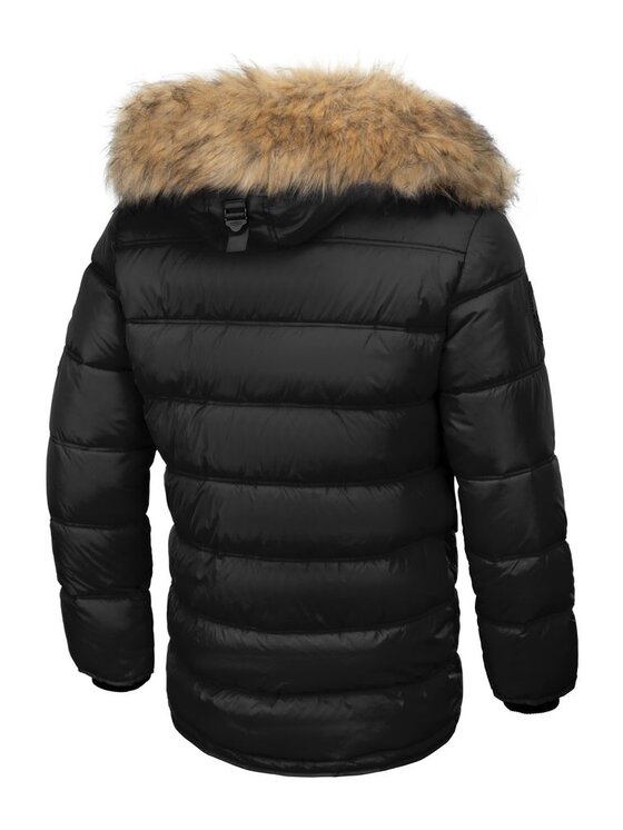 PITBULL PITBULL Kurtka zimowa Kurtka zimowa parka męska z kapturem Kingston XS Czarny Regular Fit