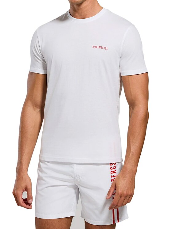 Bikkembergs Bikkembergs T-shirt T shirt - Bikkembergs - vertical stripes Bianco Regular Fit