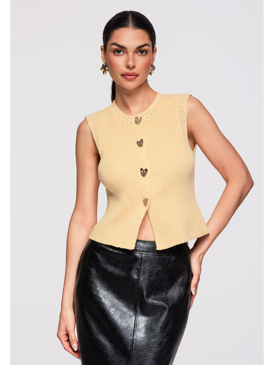 Ombre Ombre Bluzka OW-TS-E0018 Żółty Slim Fit