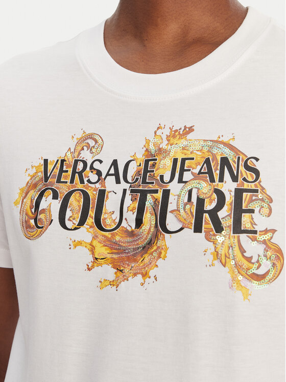 Versace Jeans Couture Versace Jeans Couture T-krekls 80HAHE02 CJ00E Balts Regular Fit