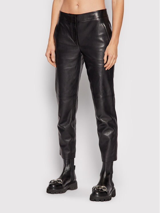 KARL LAGERFELD Pandaloni de piele 216W1901 Negru Slim Fit 216W1901 imagine noua