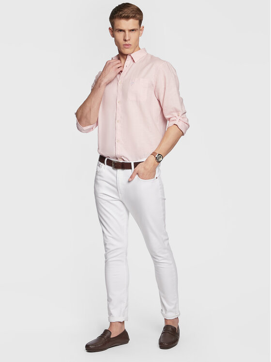 Camicia Roll-Up F3GH00 WO07S Rosa Regular Fit