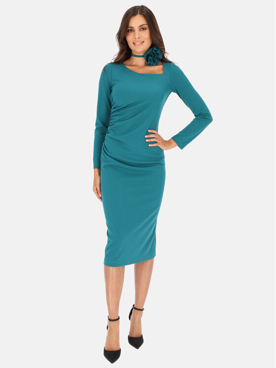L’AF L’AF Sukienka koktajlowa Uno Turkusowy Slim Fit