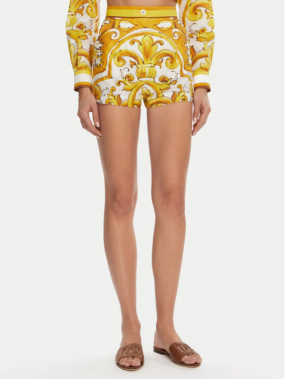 Dolce&Gabbana Dolce&Gabbana Szövet rövidnadrág FTBVIT FI5JV Sárga Regular Fit