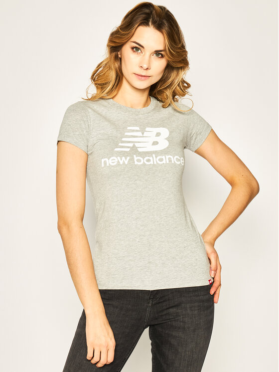 New Balance T-shirt Essentials Stacked Logo Tee WT91546 Siva Athletic Fit