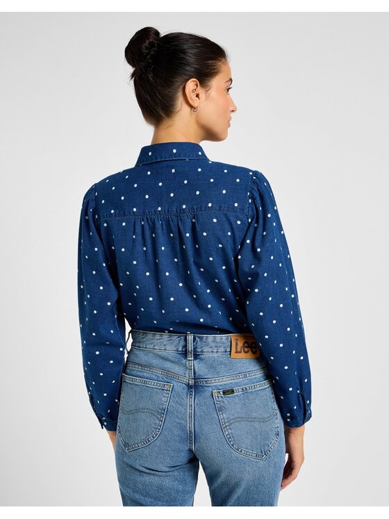 Lee Lee Koszula SHIRRED BLOUSE 112355126 Granatowy Regular Fit