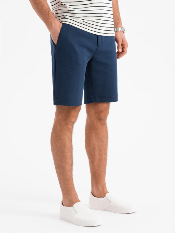 Ombre Ombre Szorty materiałowe OM-SRCS-0169 Granatowy Slim Fit