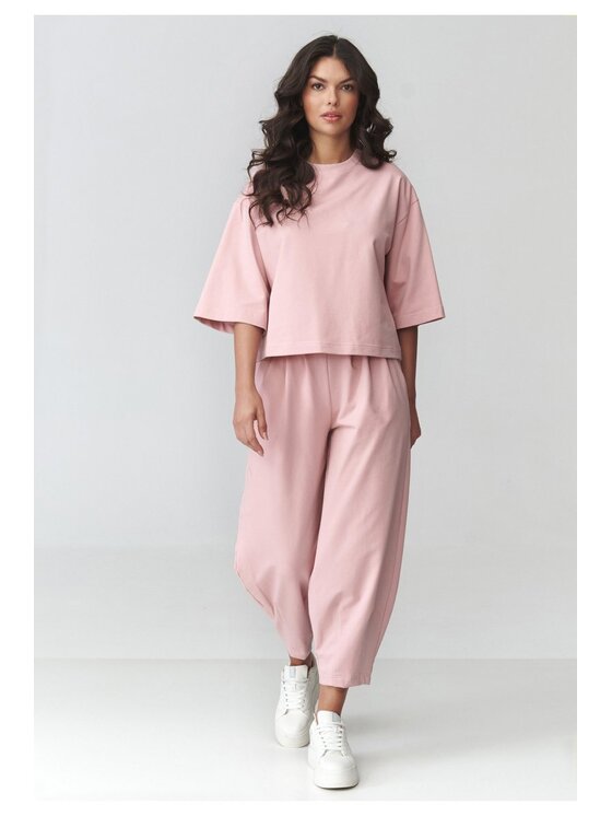 Makadamia Makadamia Dres M916 Różowy Loose Fit