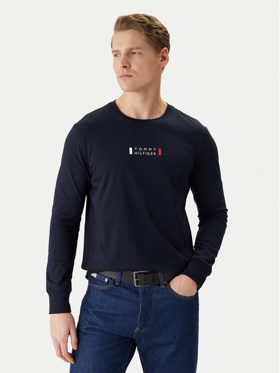 Tommy Hilfiger Tommy Hilfiger Longsleeve Brand Love Ls Tee MW0MW41454 Cиній Slim Fit