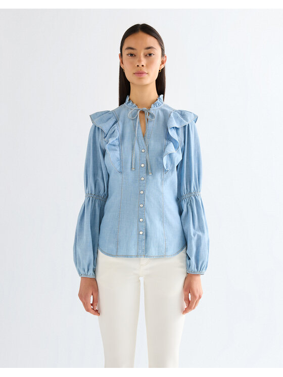 Wrangler Wrangler Koszula ROMANCE BLOUSE Szary Slim Fit