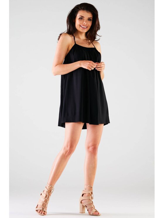 Awama Awama Sukienka letnia A427 Czarny Basic Fit