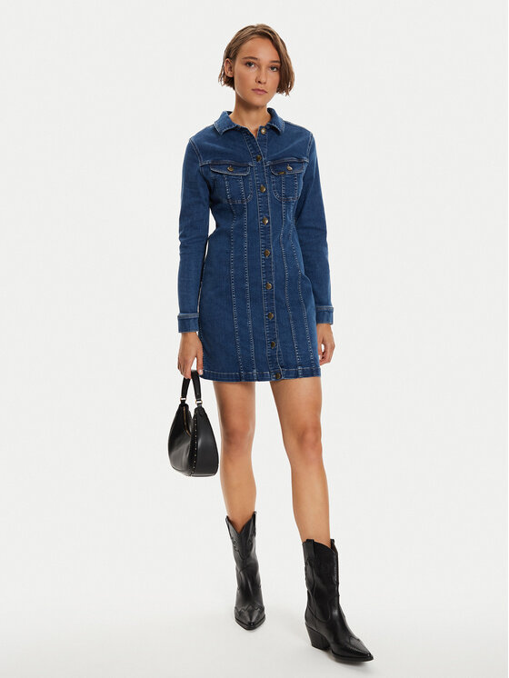 Lee Lee Džinsinė suknelė Rider 112355125 Mėlyna Slim Fit