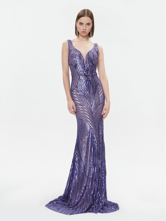 Fracomina Fracomina Večerné šaty FQ23WD3005W66701 Fialová Slim Fit