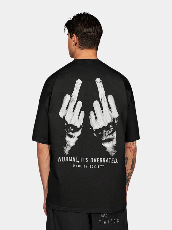 MADE BY SOCIETY MADE BY SOCIETY T-Shirt Overrated - T17994 Czarny Basic Fit