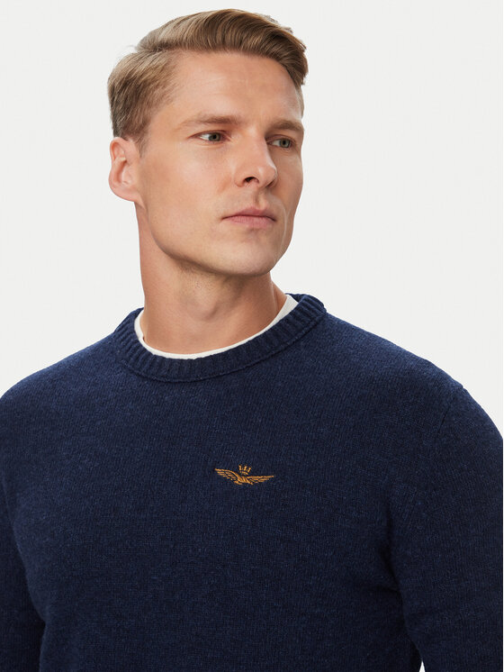 Aeronautica Militare Aeronautica Militare Sweter 262MA1645UL00924 Granatowy Regular Fit
