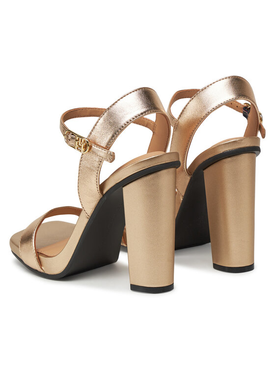 Tommy Hilfiger Tommy Hilfiger Sandale High Heel Golden Leather Sandal FW0FW08674 Zlatna