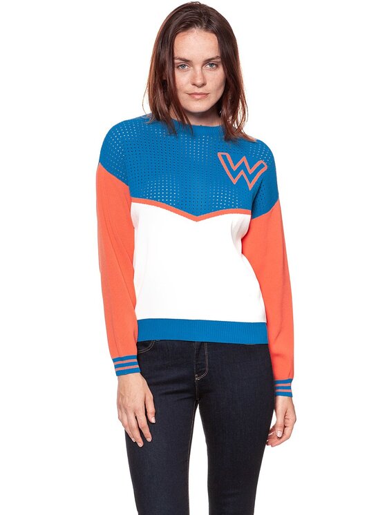 Wrangler Wrangler Sweter POINTELLE KNIT Pomarańczowy Regular Fit