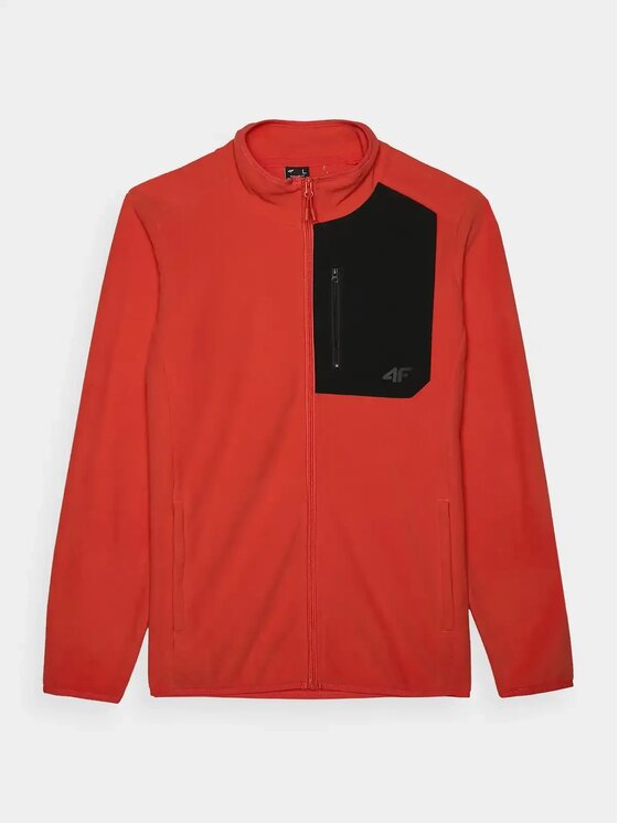 4F 4F Fleecová mikina 4FWAW24TFLEM250-70S Oranžová Regular Fit