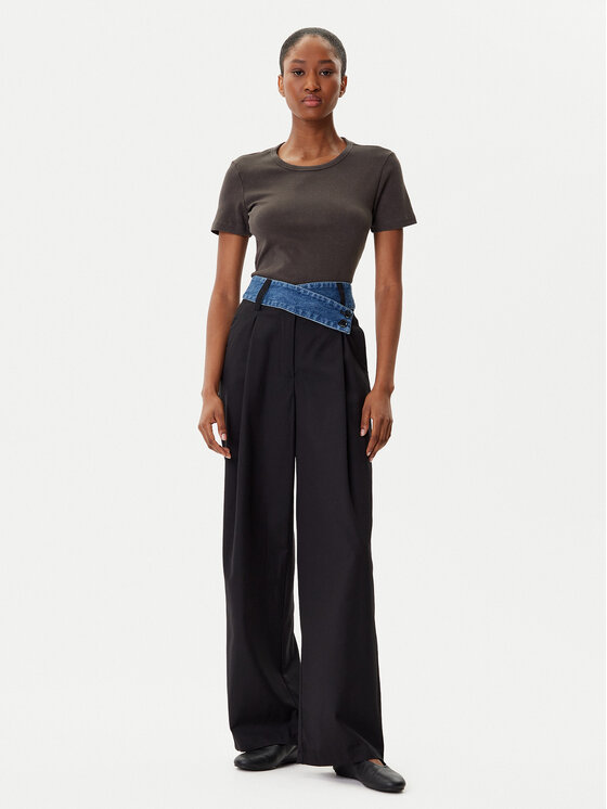 Desigual Desigual Παντελόνι υφασμάτινο Denimwaist 25WWPW03 Μαύρο Wide Leg