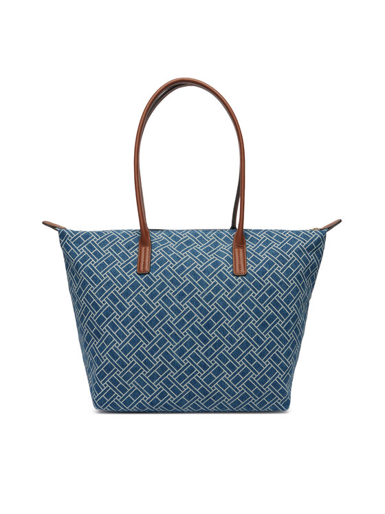 Tommy Hilfiger Tommy Hilfiger Torebka Popette Tote Denim Flag AW0AW18613 Niebieski
