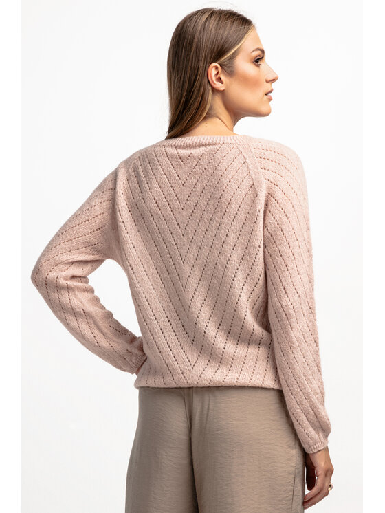 Fobya Fobya Sweter F1894 Różowy Basic Fit
