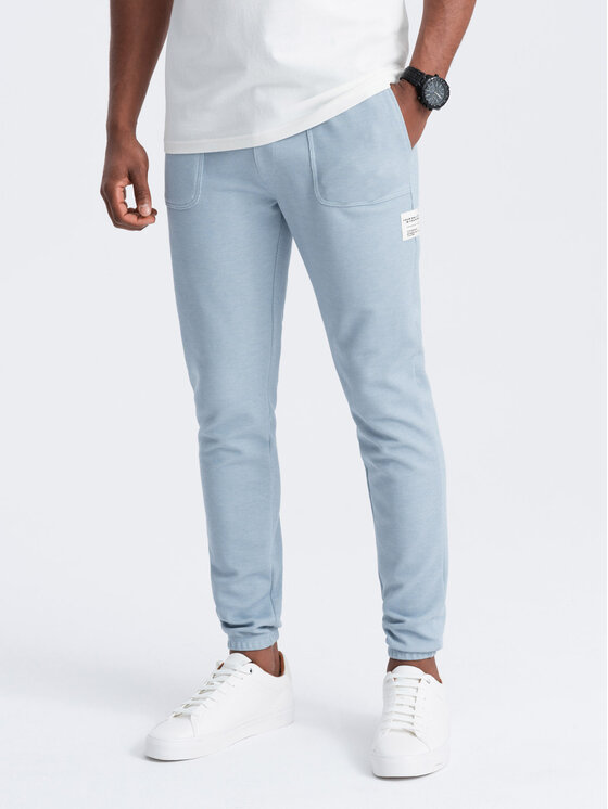 Ombre Ombre Spodnie dresowe OM-PASK-0211 Błękitny Regular Fit