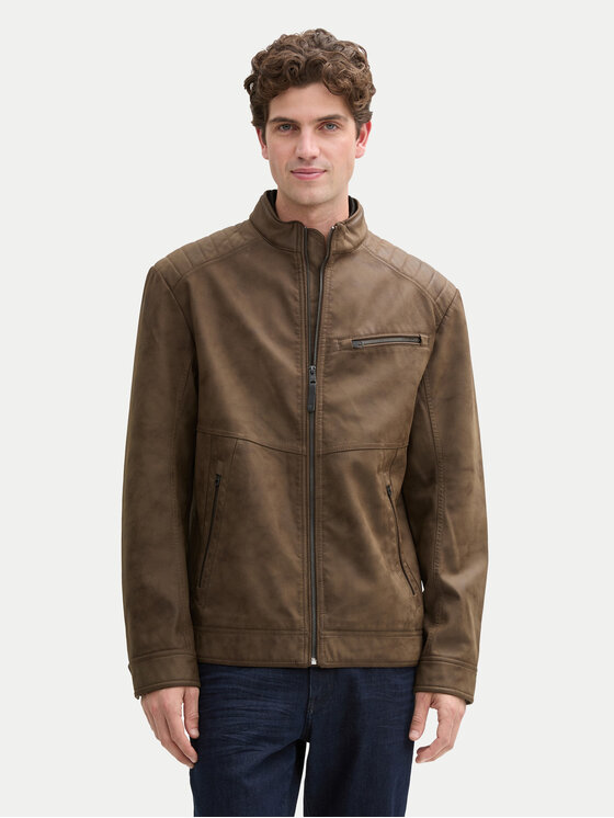 Tom Tailor Tom Tailor Bunda z imitace kůže 1044633 Hnědá Regular Fit