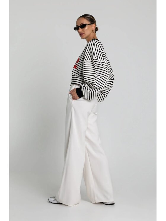 Chiara Wear Chiara Wear Spodnie materiałowe Spodnie PALLAZO damskie Écru Relaxed Fit