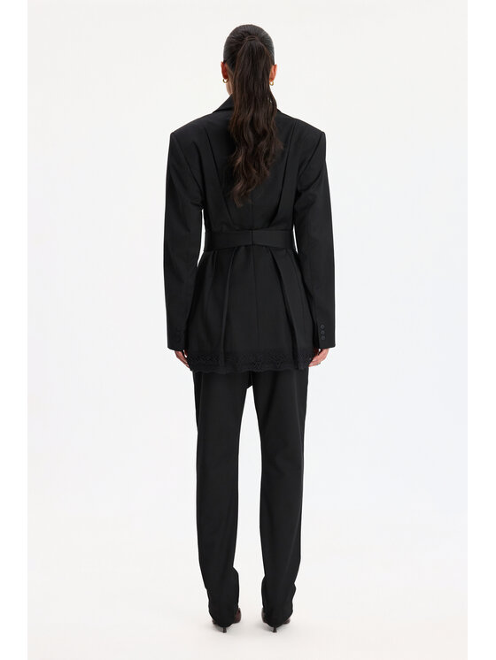 BENU BENU Marynarka z paskiem Czarny Slim Fit