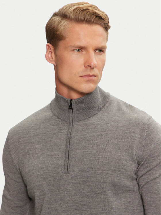 HUGO Hugo Pulover San Quirin-M 50474175 Gri Regular Fit