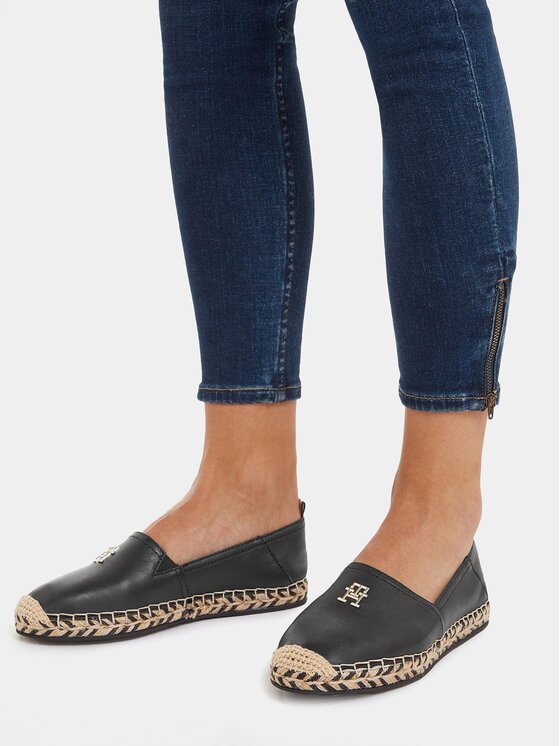 Tommy Hilfiger Tommy Hilfiger Espadrilės Th Leather Flat Espadrille FW0FW07720 Juoda