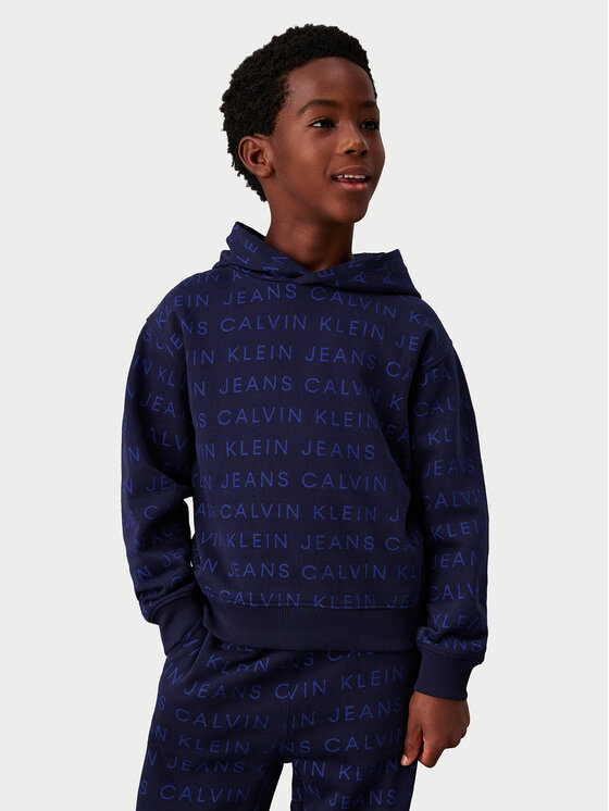 Calvin Klein Jeans Calvin Klein Jeans Džemperis Ckj Aop Hoodie IB0IB02322 Tamsiai mėlyna Regular Fit