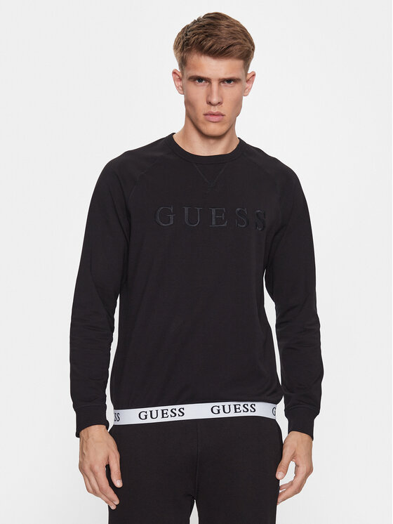 Guess Džemperis ar kapuci U3YQ01 KBS91 Melns Regular Fit