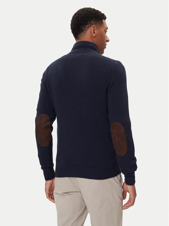 Barbour Barbour Kardigan Essential Elbow-Patch MKN0731CH51 Granatowy Regular Fit