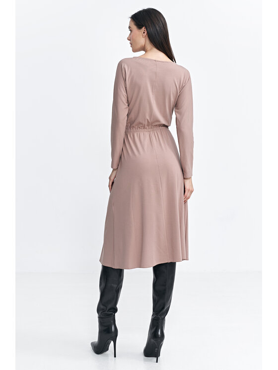 NIFE NIFE Sukienka dzianinowa S259 Beżowy Regular Fit