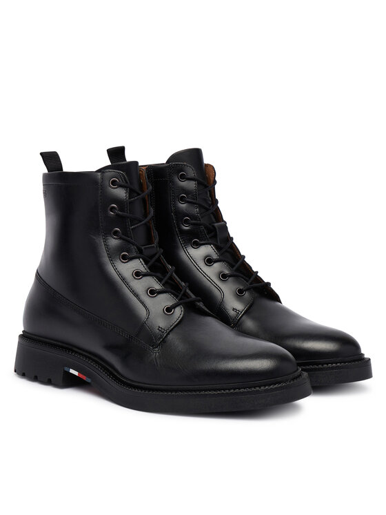 Tommy Hilfiger Tommy Hilfiger Kotníková obuv Corporate Casual Lth Boot FM0FM06174 Černá