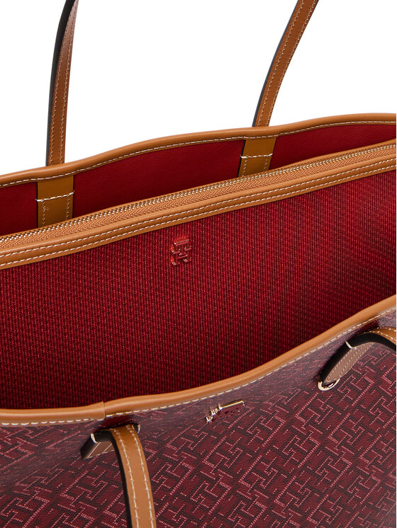 Tommy Hilfiger Tommy Hilfiger Дамска чанта Th Monoplay Tote Le AW0AW17416 Тъмночервен