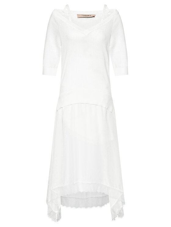 TWINSET TWINSET Trikotažinė suknelė 211TT3190 Balta Regular Fit
