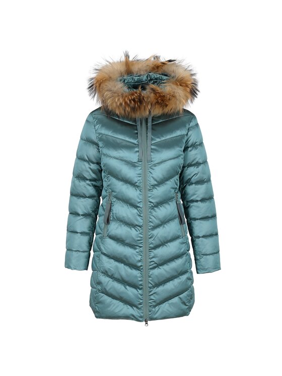 Perso Perso Kurtka damska BLH220036FR Zielony Regular Fit