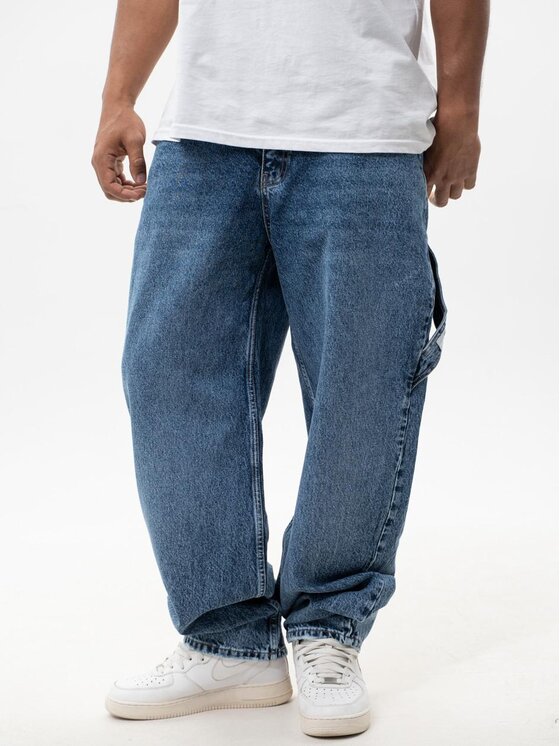 Jigga Wear Jigga Wear Jeansy Szerokie luźne bagy korona Niebieski Baggy Fit