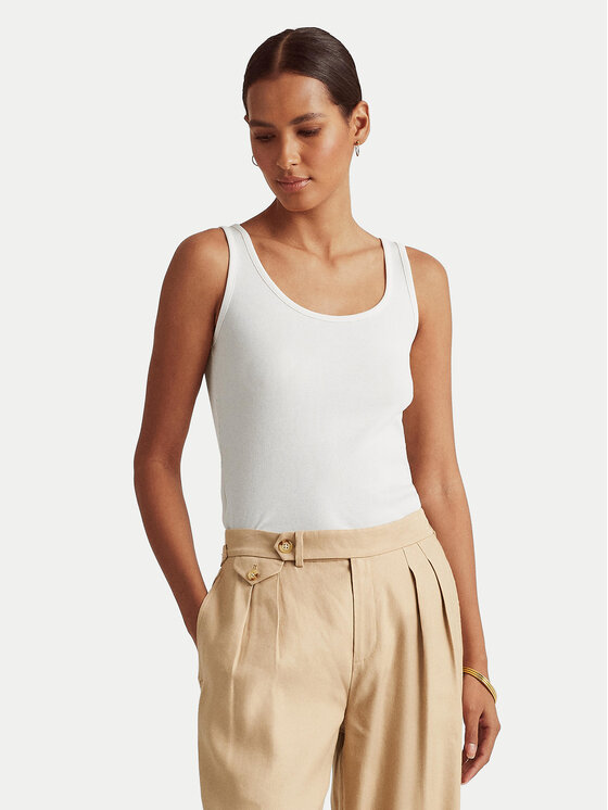 LAUREN RALPH LAUREN Top 200704777004 Biały Slim Fit