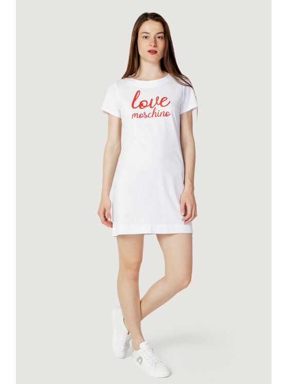 LOVE MOSCHINO LOVE MOSCHINO Vestito da giorno STAMPA LOGO Bianco To Fit