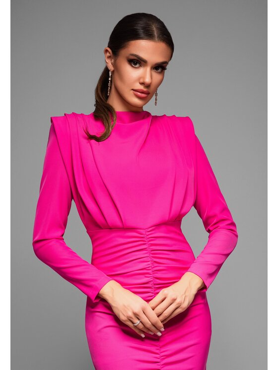 Ombre Ombre Sukienka wieczorowa LA-OM-DLR024 Różowy Regular Fit