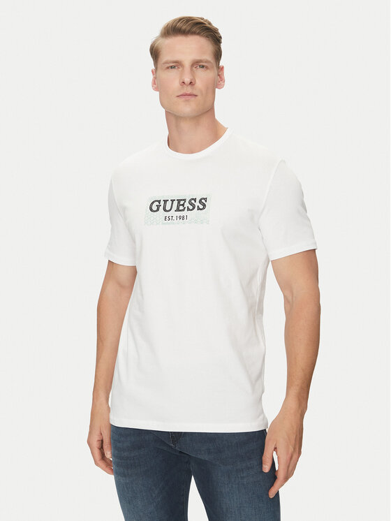 Guess Guess T-Shirt M5GI19 J1314 Bílá Slim Fit