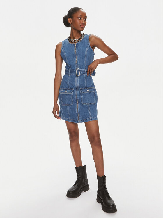 Tommy Jeans Tommy Jeans Džinsinė suknelė DW0DW17682 Tamsiai mėlyna Slim Fit