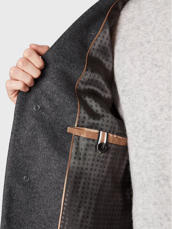 BOSS Boss Vlněný kabát H-Hyde-224 50479756 Šedá Slim Fit