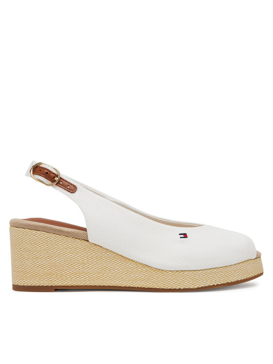 Tommy Hilfiger Tommy Hilfiger Espadrile Flag Mid Wedge Espad Slingback FW0FW08595 Alb