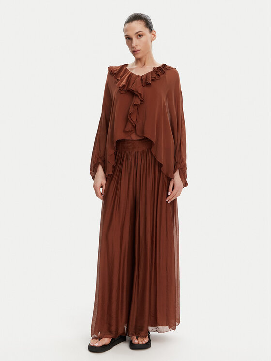 ViCOLO ViCOLO Palazzo hlače TD0021 Rjava Regular Fit