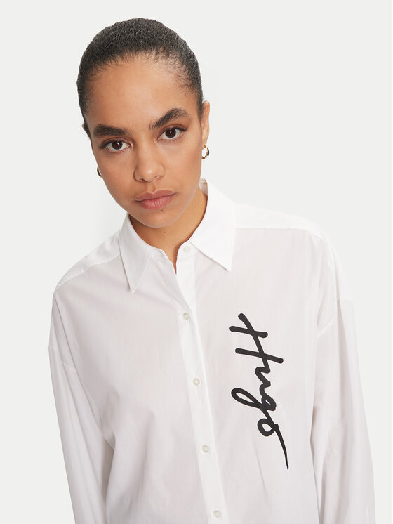 HUGO Hugo Krekls Exifa 50523430 Balts Oversize
